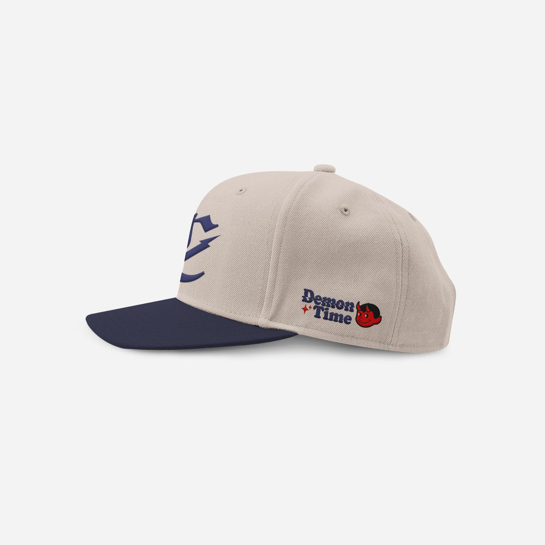 Corduroy Demontime Snapback ( navy blue / Beige )
