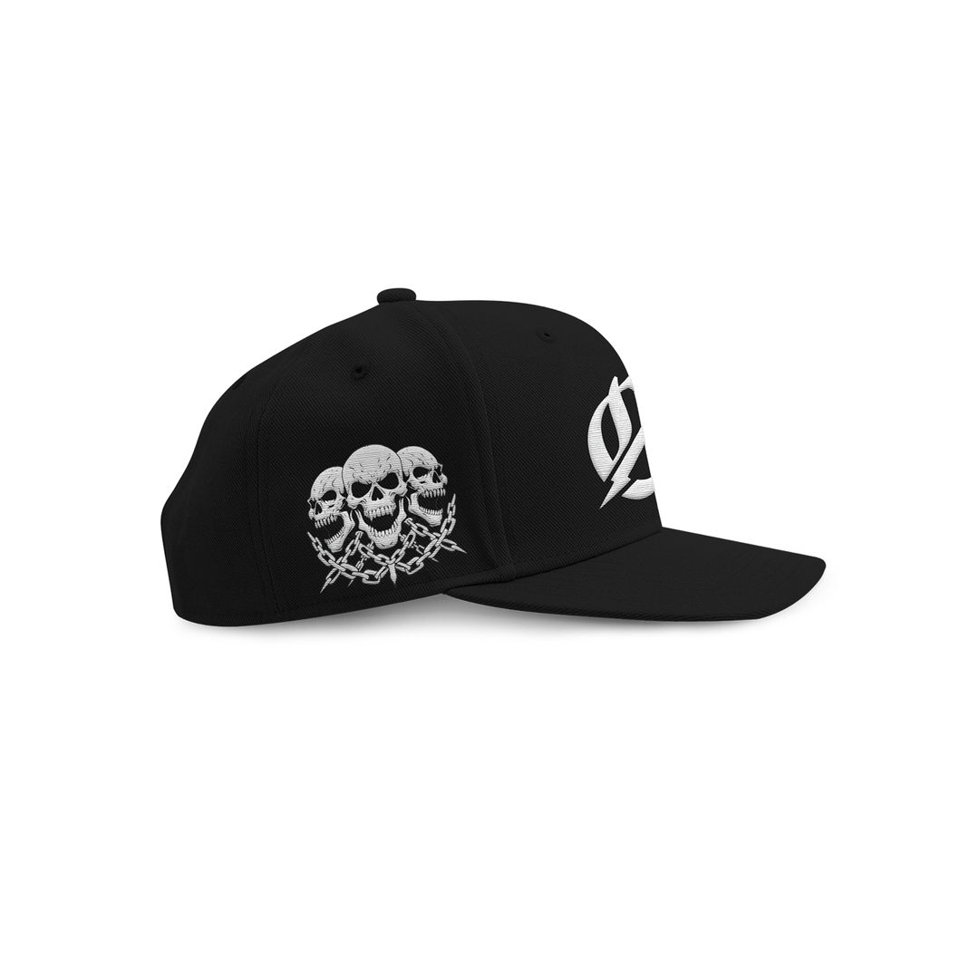 Triple Skull Snapback ( Black )