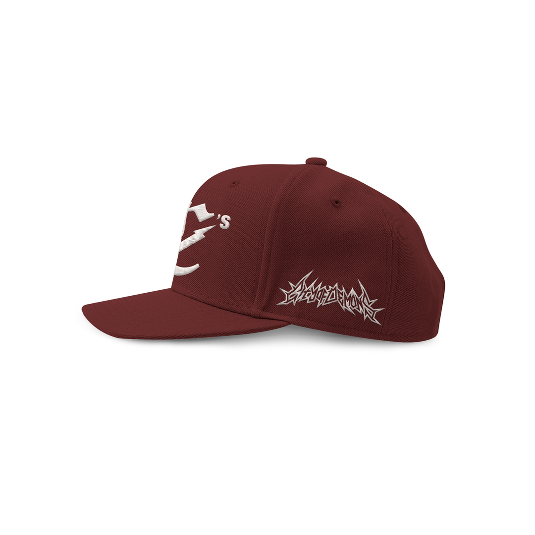 Triple Skull Snapback ( Burgundy / Cream )