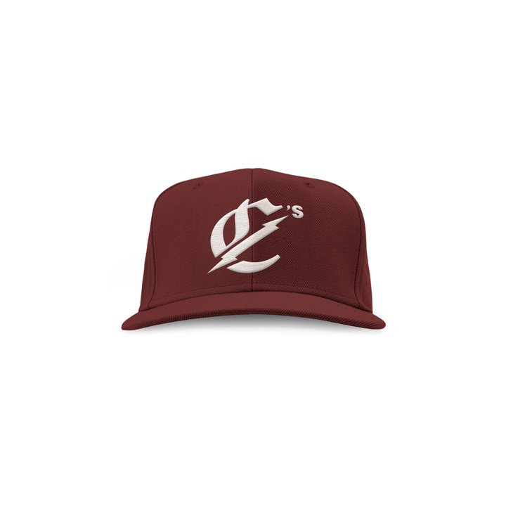 Triple Skull Snapback ( Burgundy / Cream )