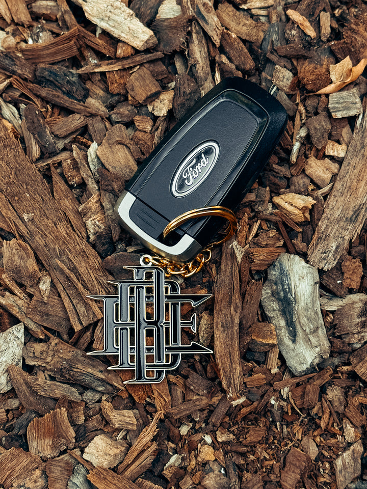 Gold Metal Monogram Keychain